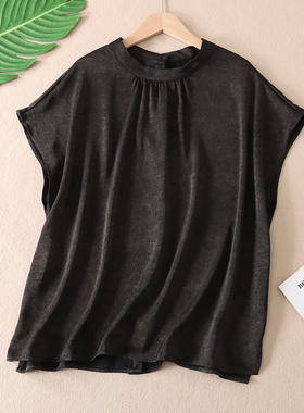 前后双面穿~烫金蝙蝠型宽松气质衬衫女装夏复古优雅薄款上衣F1620