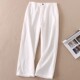 135 D260 子 145斤夏薄简约百搭松紧腰九分休闲裤 女高腰宽松直筒裤