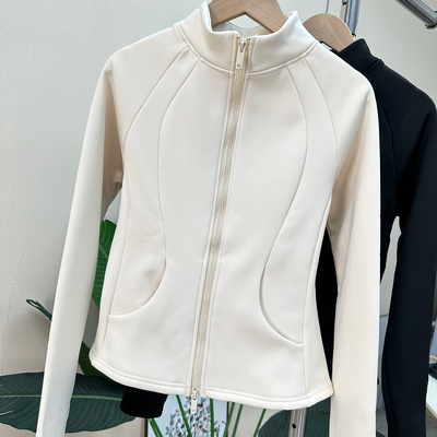 修身立领加绒加厚保暖瑜伽服外套