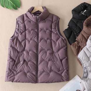 简约保暖立领棉服马甲女秋冬时尚 坎肩棉衣加厚外套W571 百搭无袖