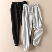 中腰系带棉质休闲长裤 女式 B840 外贸秋冬加绒运动裤 入手不后悔