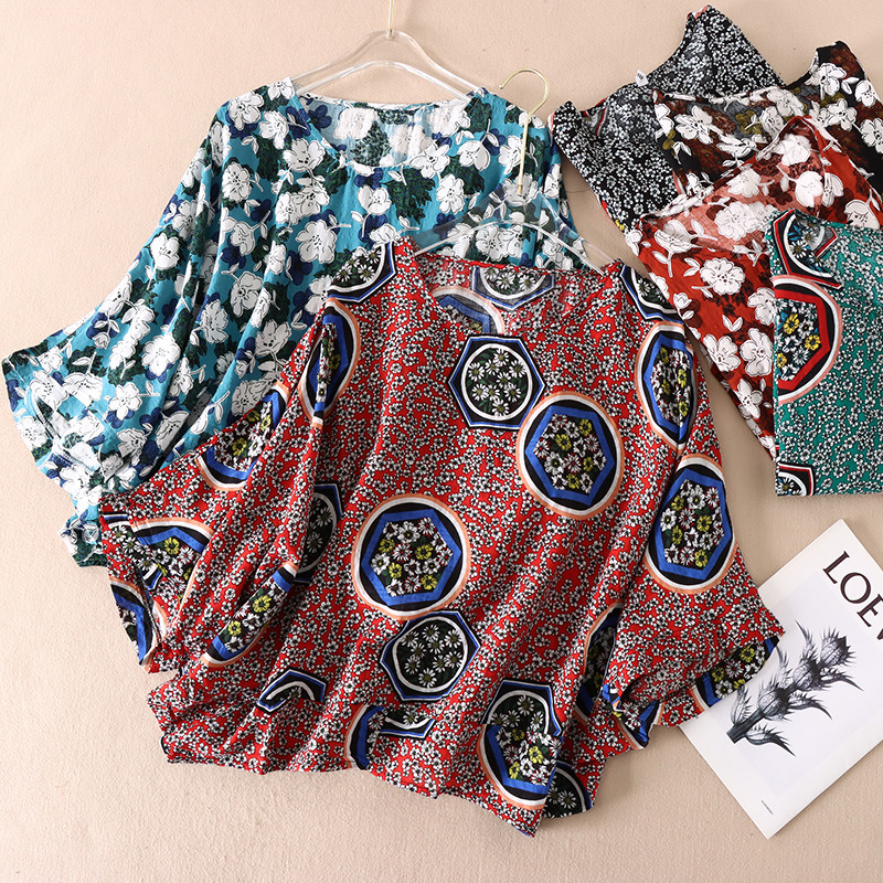 复古田园风碎花夏宽松蝙蝠型七分袖显瘦遮肉百搭棉质T恤女 WA3077,女装/女士精品,T恤,淘宝优惠券,粉丝福利购,淘宝优惠卷