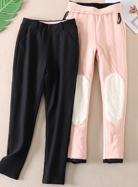 800克羊毛蚕丝加护膝护腰外穿棉裤女显瘦抗起球踩脚休闲长裤W2091