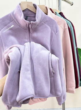 700克~加厚双面奥粒绒自发热卫衣外套女外穿立领休闲绒开衫 W327