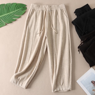 长裤 女秋冬高腰百搭哈伦厚款 子W3030 绵密仿羊绒显瘦休闲裤 580克