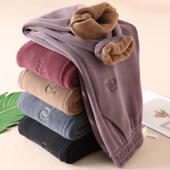 冬 可外穿保暖裤 女显瘦高腰双面摇粒绒加厚刺绣休闲居家睡裤 W326