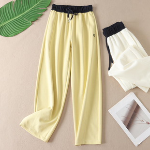高腰宽松运动长裤 女韩版 子W201 性价比年轻活力休闲弯刀裤 不起球
