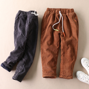 冬季加厚灯芯绒童裤男童显瘦休闲长裤子中大童保暖女孩棉裤 B296