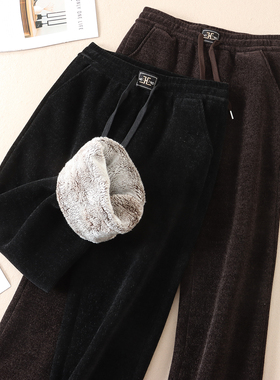 710克 零下穿一件过冬加厚绒雪尼尔直筒裤女高腰显瘦休闲长裤B603
