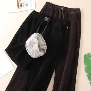 B603 女高腰显瘦休闲长裤 710克 零下穿一件过冬加厚绒雪尼尔直筒裤