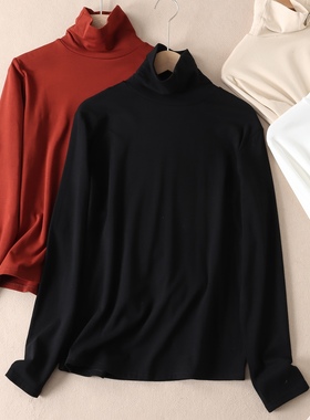 秋冬内里抓绒高领百搭修身长袖t恤女内搭保暖显瘦打底上衣 W2083