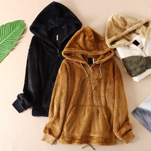 绒衫 连帽卫衣女套头休闲宽松大码 A936 发热保暖珊瑚绒冬季 情侣款