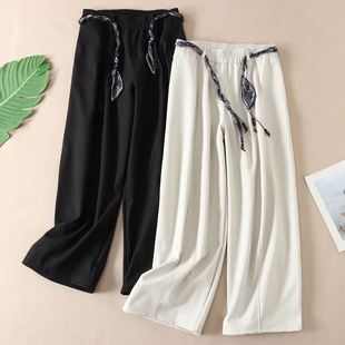 女冬新加绒加厚直筒长裤 洋气配腰带宽松显瘦休闲裤 T57 韩版 620克