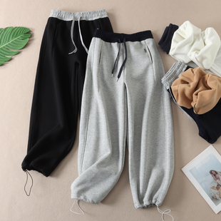 运动华棉卫裤 650克 女冬高腰显瘦韩版 脚加厚绒休闲裤 F579 两穿裤