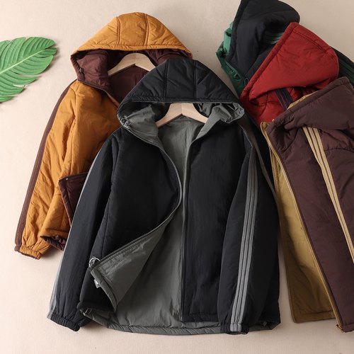 双面穿~轻盈柔软韩版连帽棉袄女