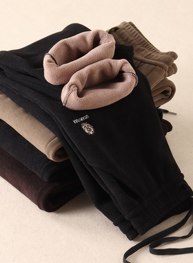 560克~不起球加厚一体绒保暖休闲裤女秋冬高腰显瘦直筒长裤W2065