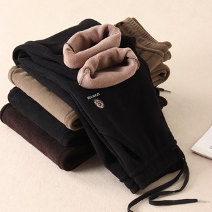 560克~不起球加厚一体绒保暖休闲裤女秋冬高腰显瘦直筒长裤W2065