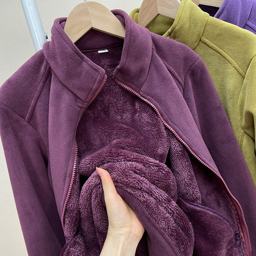 发热绒暖和舒适立领拉链开衫卫衣