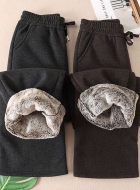 710克一条过冬~特厚加银狐绒休闲裤女冬装显瘦窄版直筒棉裤F36