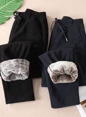 780克！一条过冬仿兔绒加厚保暖休闲裤男士冬抗起球直筒裤子 W624