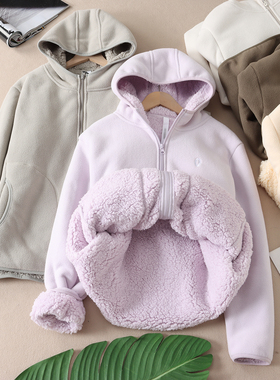 巨暖活~加厚绒羊羔毛休闲连帽摇粒绒男女款户外运动卫衣外套 F519