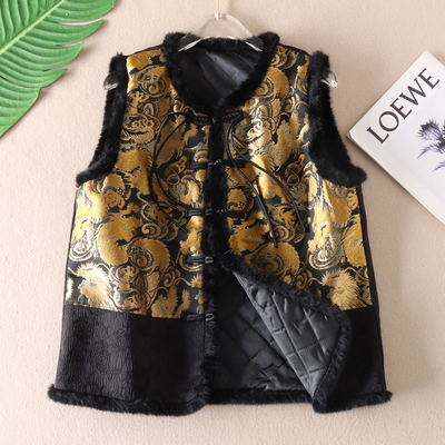 复古新中式金丝线提花马甲女叠穿