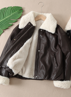 时髦洋气仿兔毛加厚保暖皮衣外套女冬设计感大翻领加绒棉服F165