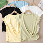 260克高品质显白气质短袖 T恤女夏新多巴胺韩版 奶油风人棉上衣X177