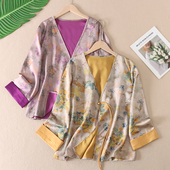 长袖 上衣女仿香云纱开衫 防晒外套夏W2096 冰丝印花新中式 丝滑凉感