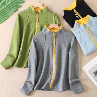 显瘦运动风上衣拉链开衫 撞色立领休闲卫衣外套女修身 W323 新款 春装