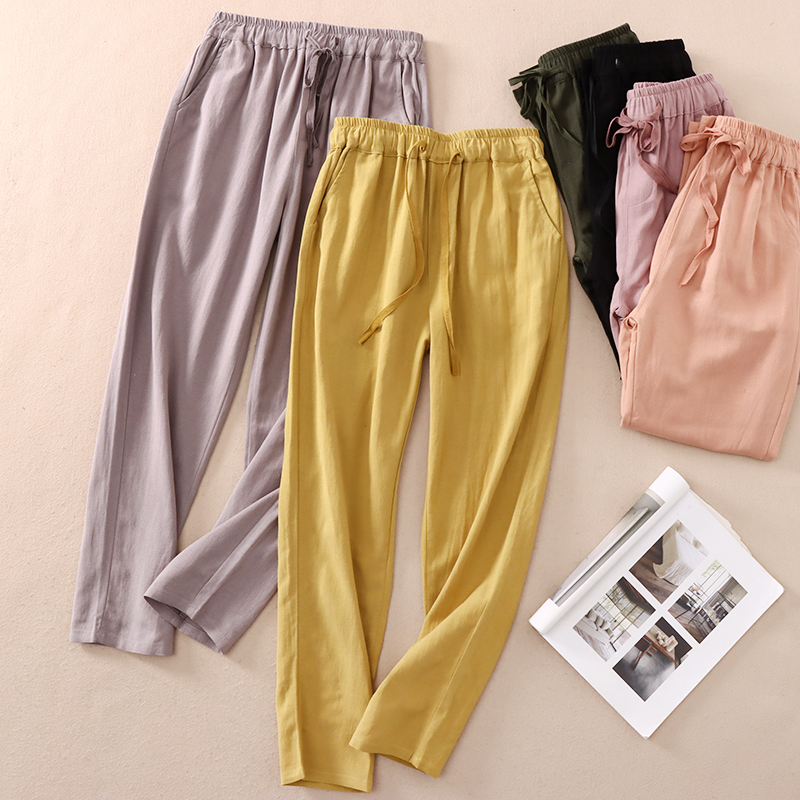 显瘦薄款文艺百搭九分哈伦裤子