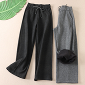 850克显瘦高腰加厚绒休闲裤 X101 子 女冬立体宽松洋气窄版 直筒长裤