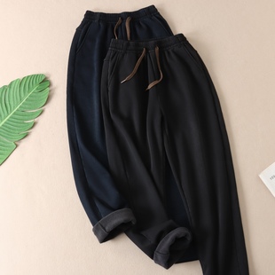 日常百搭高腰直筒长裤 600克 冬装 男士 W259 水洗牛仔加绒加厚休闲裤