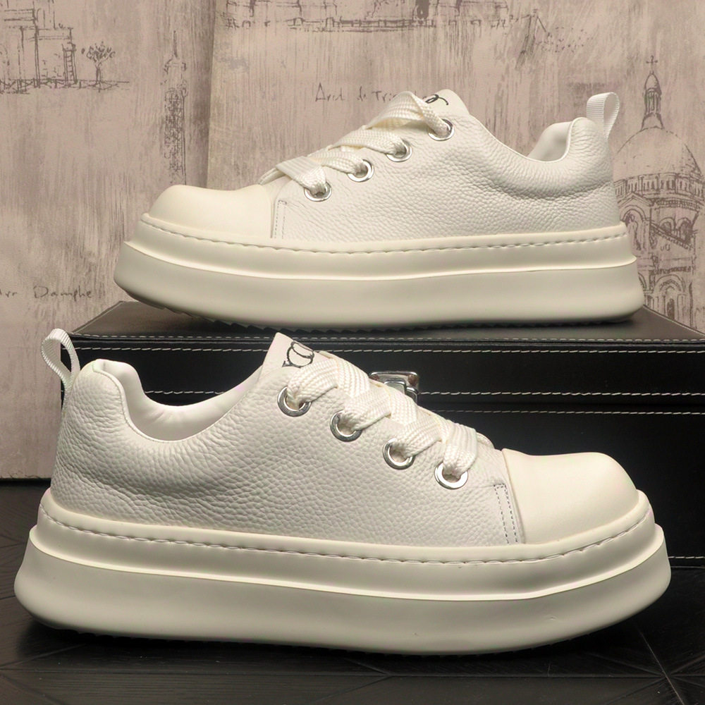 2026素面新款小白鞋男真皮百搭内增高板鞋大码45码46码运动休闲鞋