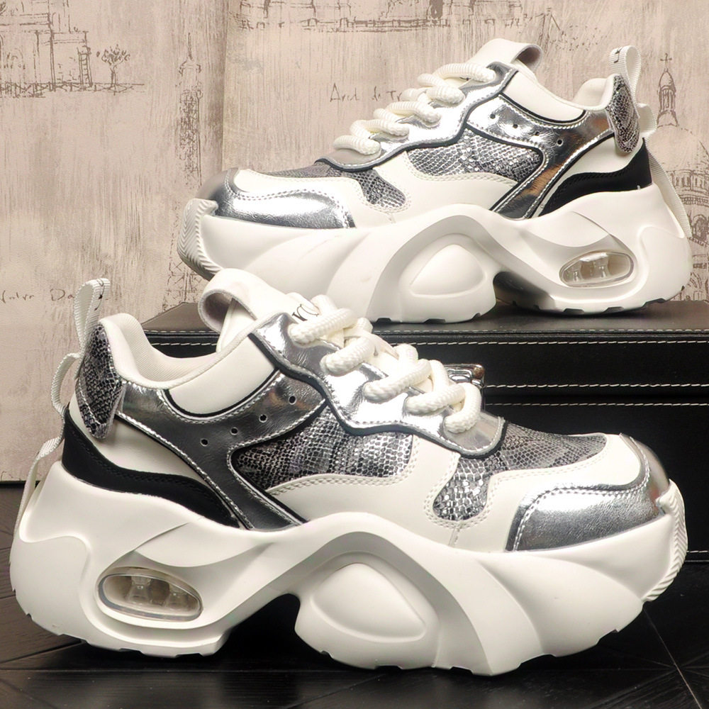 男鞋夏季透气潮牌高级感亮片百搭休闲跑步运动厚底内增高老爹潮鞋