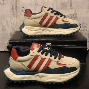 新款男士拼色透气网面厚度老爹鞋男鞋子时尚百搭内增高运动潮鞋子