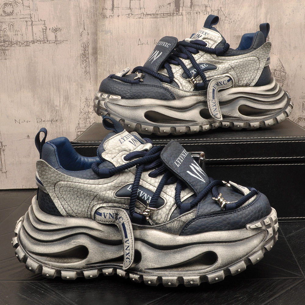 复古老爹鞋男新款小众厚底内增高脏脏鞋韩版潮流时尚休闲运动鞋子