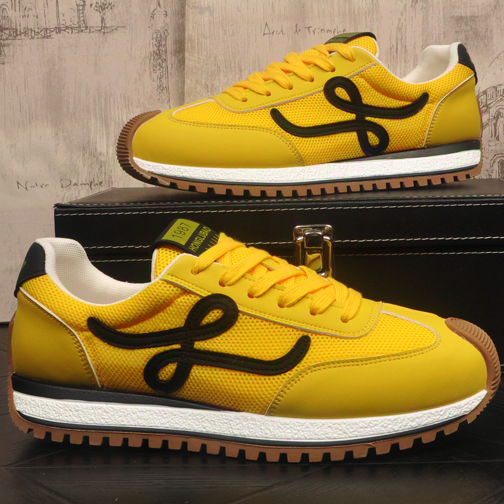 夏季透气男士轻便舒适平底休闲鞋内增高原创小众潮流阿甘鞋板鞋男