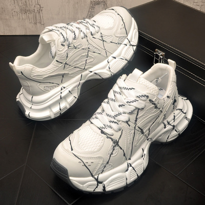 男鞋2026夏季新款厚底老爹鞋透气休闲运动鞋青春潮流百搭跑步男鞋