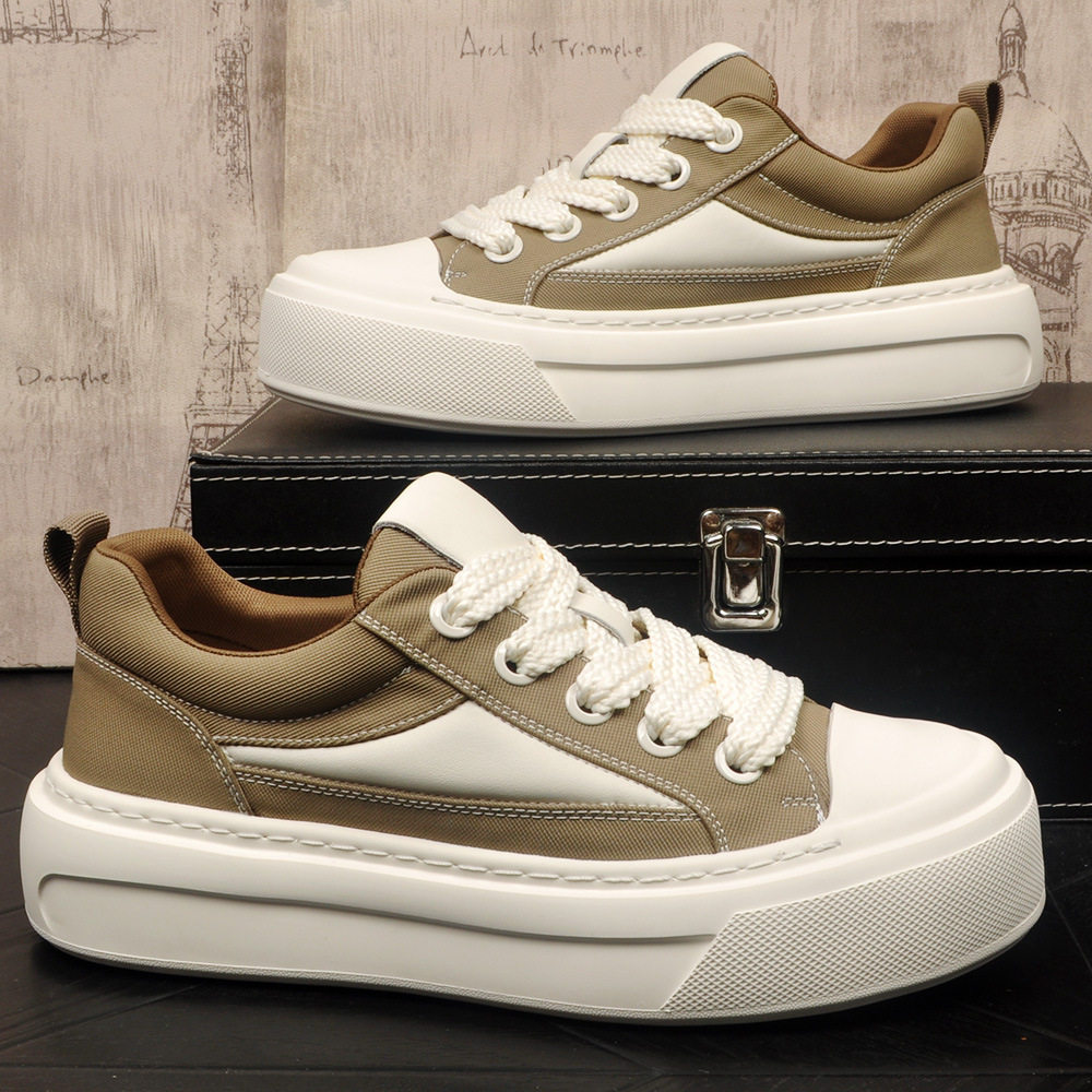 厚底板鞋男夏季新款布面透气男鞋舒适韩版潮流百搭增高时尚休闲鞋,流行男鞋,休闲板鞋,淘宝优惠券,粉丝福利购,淘宝优惠卷