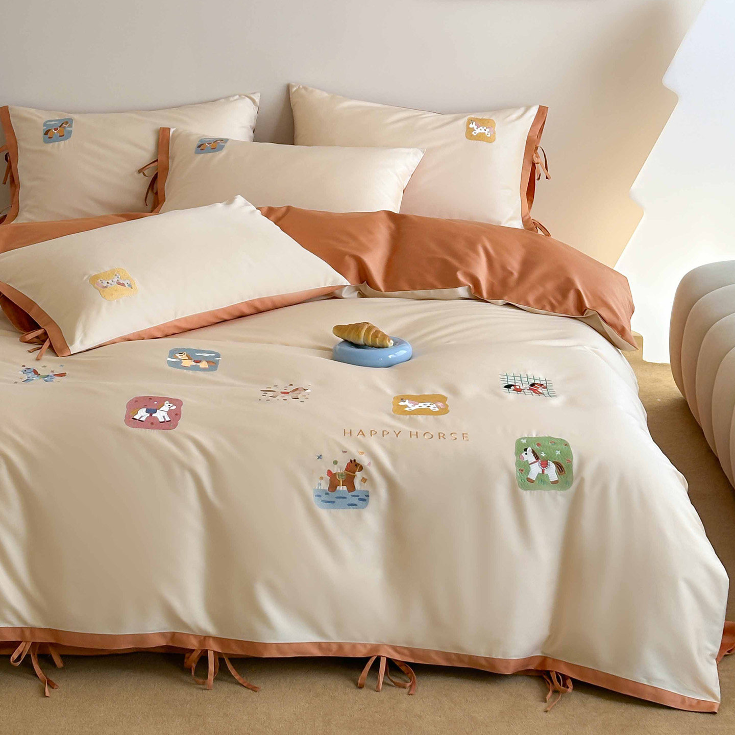 卡通小马刺绣A类100%全棉长绒棉四件套被套纯棉床单床笠儿童床品4,床上用品,床品套件/四件套/多件套,淘宝优惠券,粉丝福利购,淘宝优惠卷