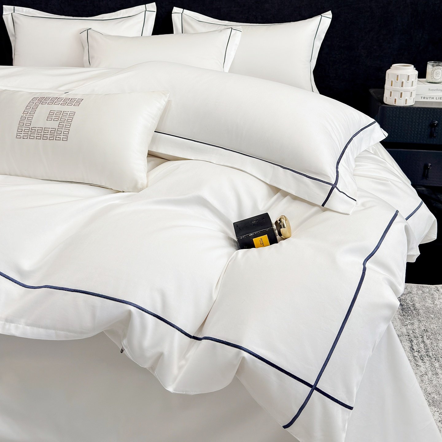 酒店7A级抗菌100%全棉四件套长绒棉被套床单笠纯棉宾馆民宿床品白