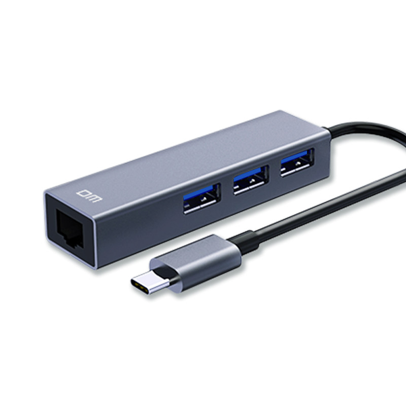 dm大迈网线转换器usb转接口4合1分d线器 usb转网口千兆网卡拓展坞