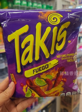 香港代购进口零食 美国TAKIS塔基斯粟米卷玉米卷辣椒青柠休闲零食