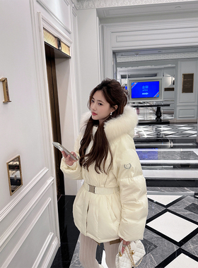 CHICHEN晨妍 冰岛白狐 90白鸭绒狐狸毛领气质收腰羽绒服