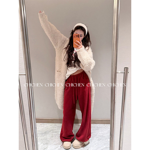 CHICHEN-'小暖炉卫裤'--高克重摇粒绒加厚弹力腰束口宽松卫裤