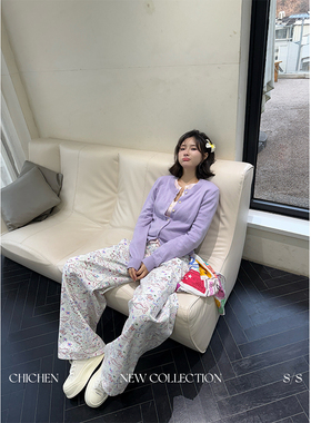 CHICHEN晨妍 小香裤 双褶茧型休闲裤女宽松女裤秋季新款阔腿长裤