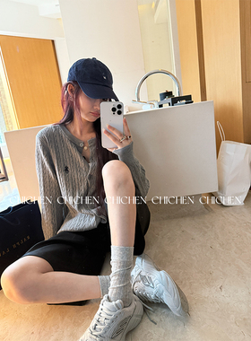 CHICHEN晨妍 云柔感老钱绞花毛衣开衫外套针织衫女秋新款长袖上衣