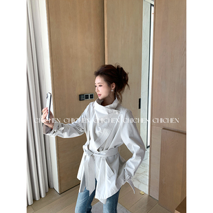 翻领中长款 早春博主风经典 风衣外套 极简风衣 CHICHEN