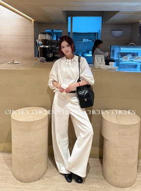 CHICHEN晨妍 TR神裤 莱赛尔天丝立裁西装裤女2025新款白色休闲裤